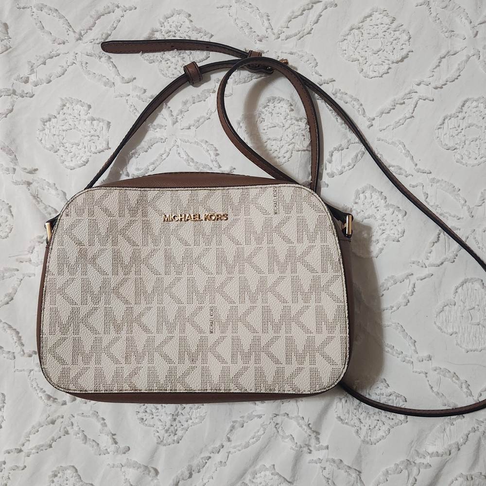 Michael Kors Tan and Cream Crossbody Bag